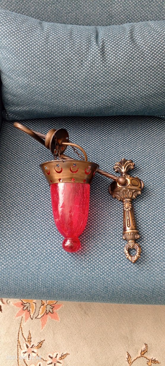 Kırmızı Camlı Klasik Avize Lambası - Görsel 3