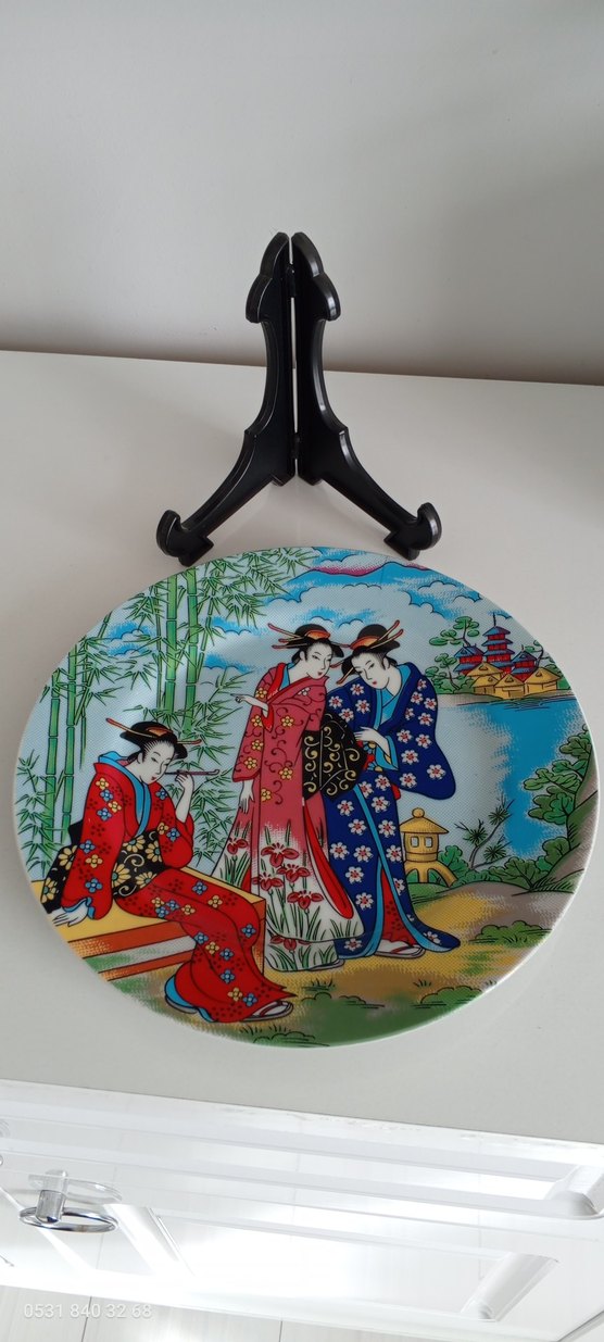 Renkli Etnik Desenli Seramik Tabak - Görsel 5