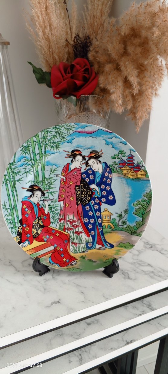 Renkli Etnik Desenli Seramik Tabak - Görsel 2