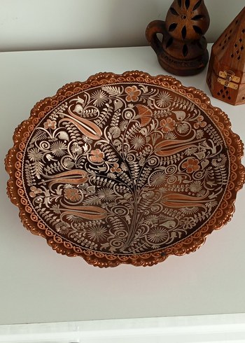 El İşçiliği Dekoratif Bakır Tabak - Görsel 2