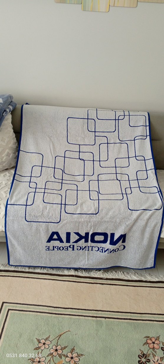 Koyu Mavi Baskılı Havlu - Görsel 3