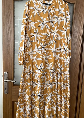 LC Waikiki LCW Modest Sarı Desenli Kadın elbise