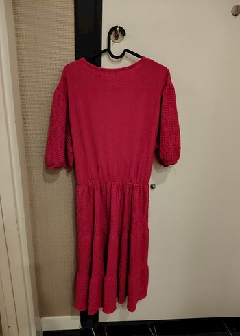 Trendyol & Milla Fuşya rengi Midi V Yaka Elbise 3xl