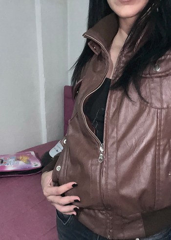 Diğer Kahverengi Vintage Deri Ceket
