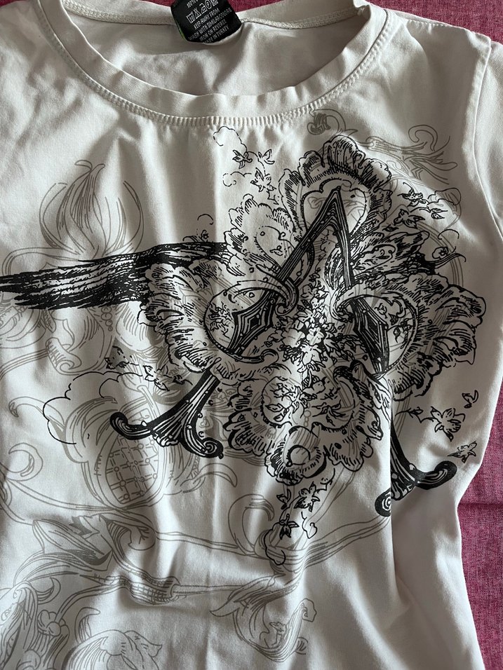 Vintage Baskılı Beyaz Tişort Kısa Kollu - Görsel 2