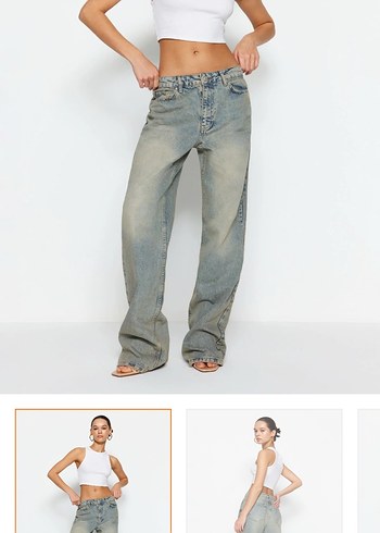 Vintage düsük bel wide leg jeans - Görsel 6