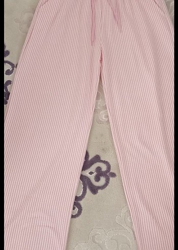 Pembe Pamuk Kumaş Kadın Pantolon