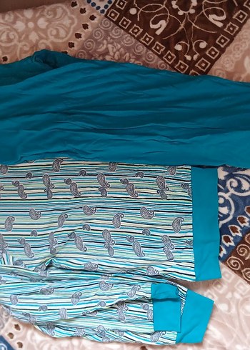 Renkli Desenli Mavi  Pijama - Görsel 4