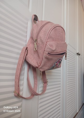 Pembe Nakışlı Fermuarlı çocuk Sırt Çantası - Görsel 2