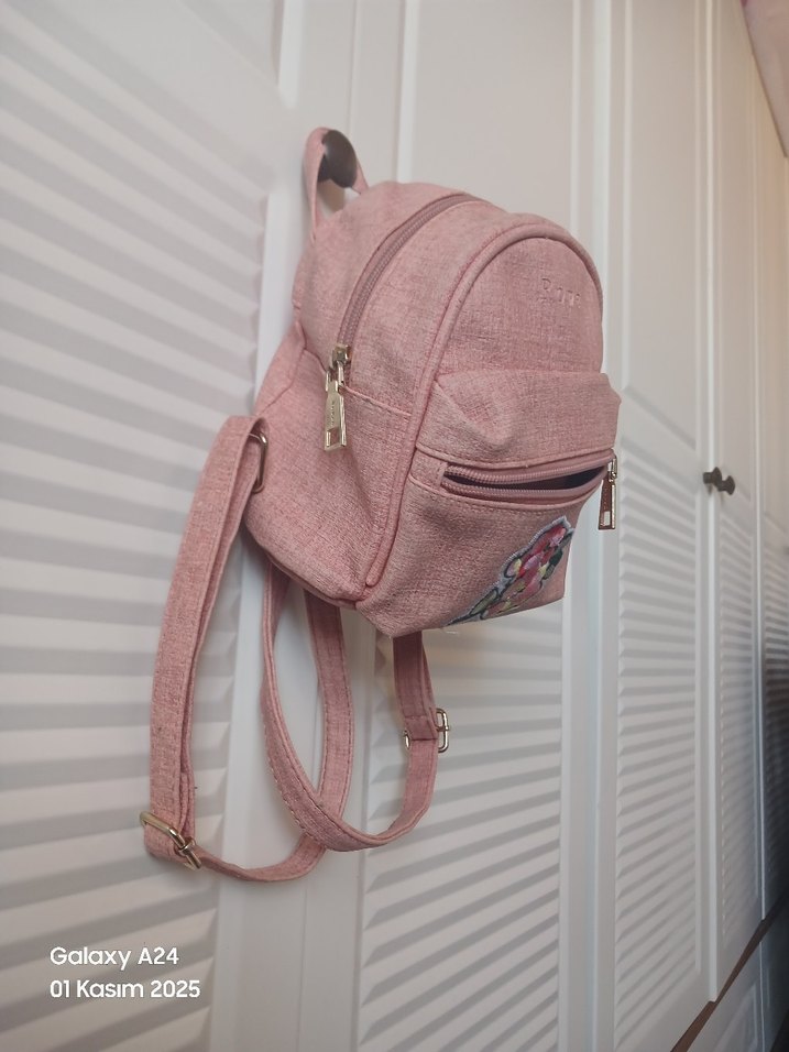 Pembe Nakışlı Fermuarlı çocuk Sırt Çantası - Görsel 2