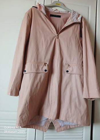 Bej Düğmeli Midi Kadın Yağmurluk - Görsel 8