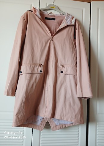 Bej Düğmeli Midi Kadın Yağmurluk - Görsel 9