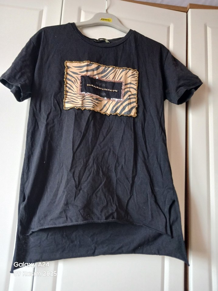 Kısa Kollu Siyah Hamile Tişörtü - Görsel 4