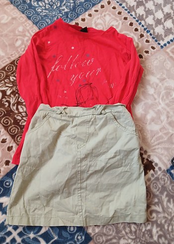 Kızlar için kırmızı uzun kollu pamuklu tişört - Görsel 2