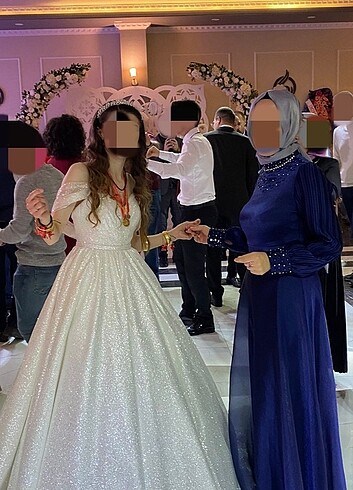 Lacivert Tesettür Abiye Elbise