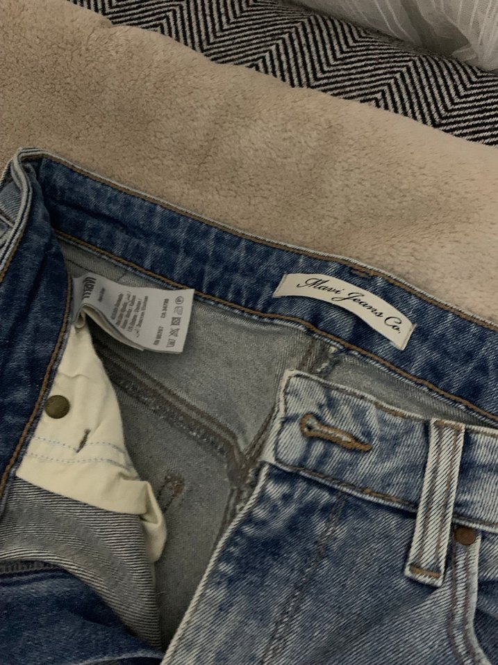 Kadın Mavi Bol Kesim Midi Denim Pantolon - Görsel 2