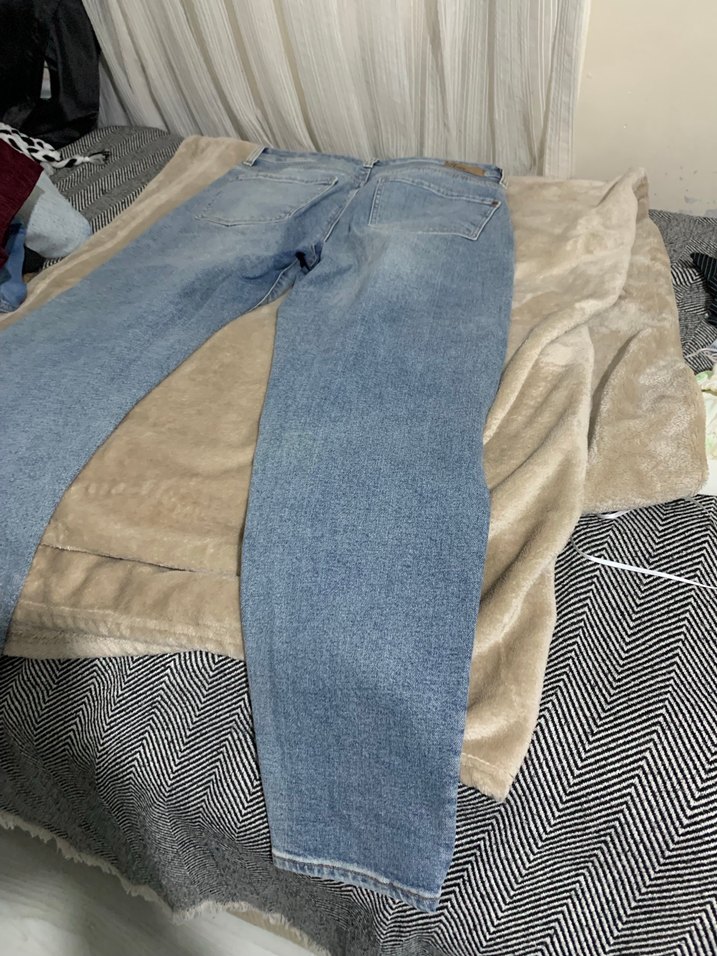 Kadın Mavi Bol Kesim Midi Denim Pantolon - Görsel 4