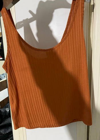 Düğmeli Kahverengi Kadın Askılı Bluz - Görsel 3