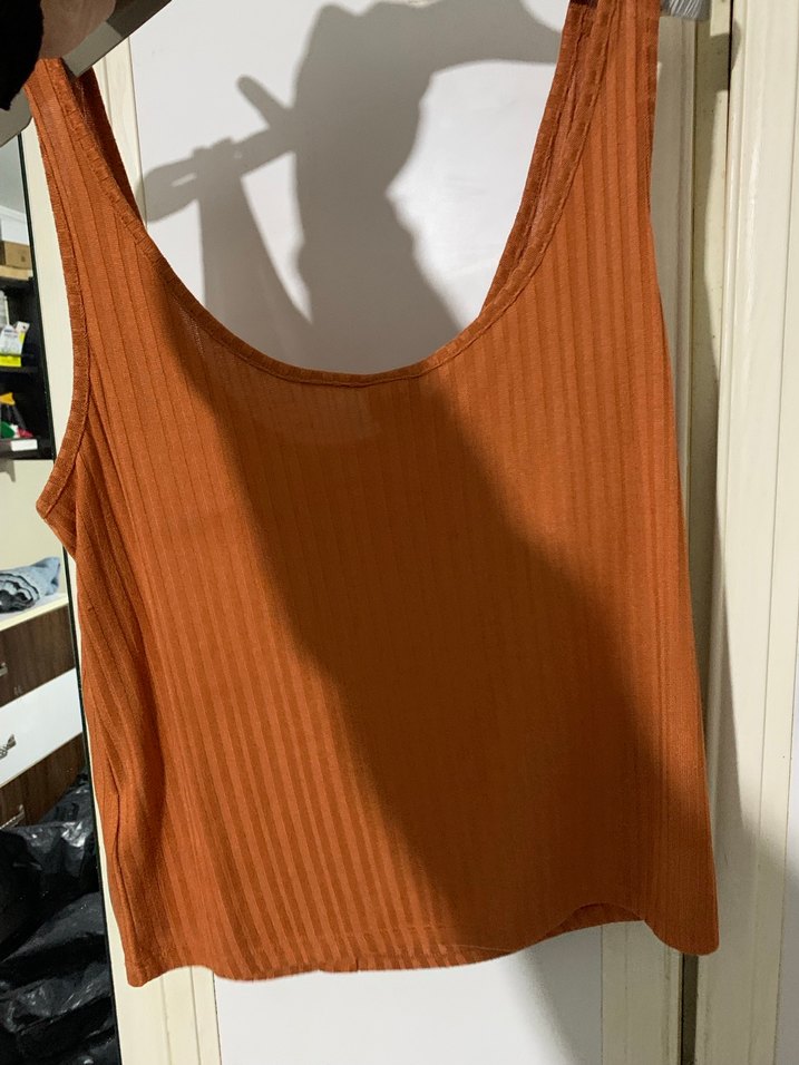 Düğmeli Kahverengi Kadın Askılı Bluz - Görsel 3