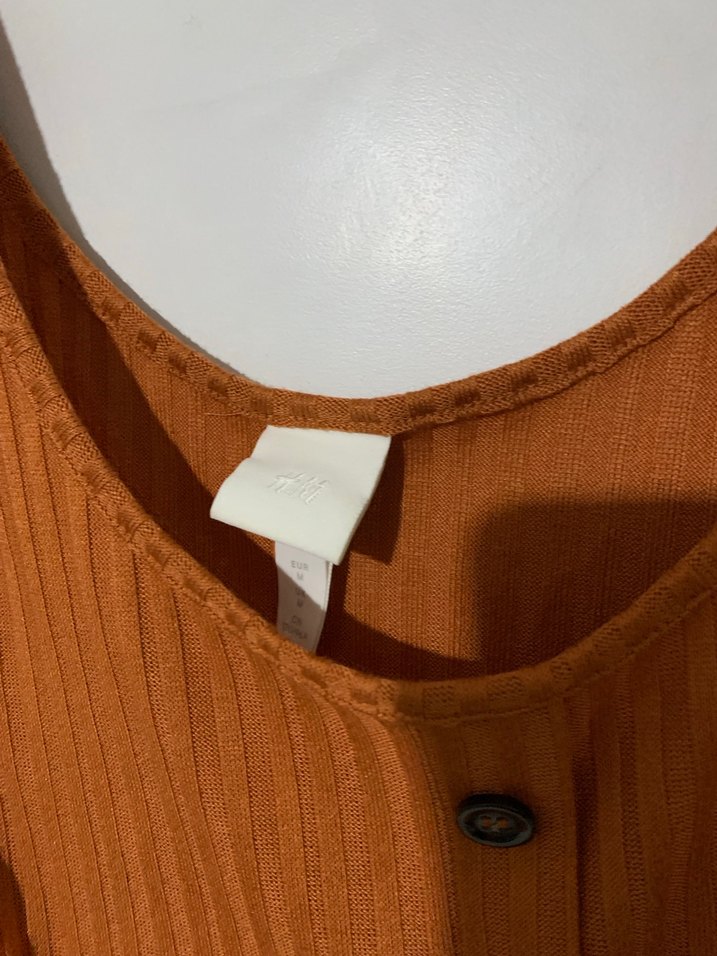 Düğmeli Kahverengi Kadın Askılı Bluz - Görsel 2