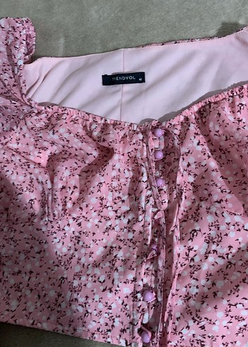 Düğmeli Pembe Mini Bluz - Görsel 2