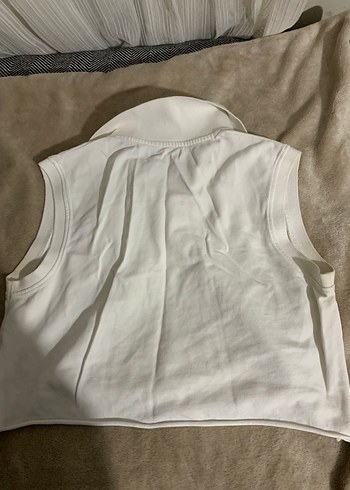Kadın Beyaz Kolsuz Polo Yaka Midi crop - Görsel 3