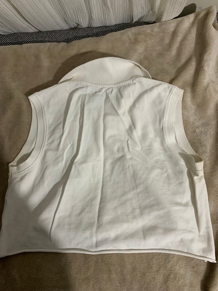 Kadın Beyaz Kolsuz Polo Yaka Midi crop - Görsel 3