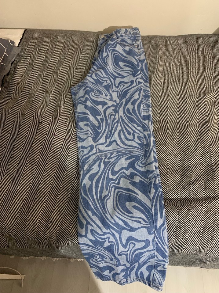 Mavi Batik Desenli Kadın Denim Pantolon - Görsel 3