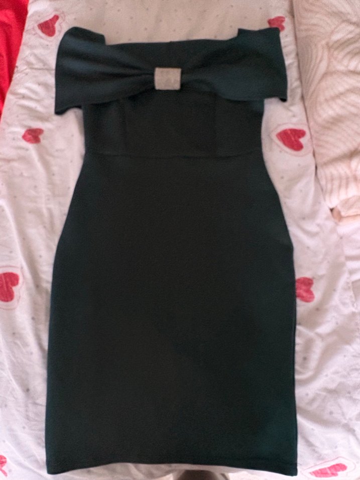 Midi Ördek yeşili  Fiyonk Detaylı Elbise - Görsel 2