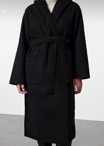 Çift taraflı hem kürklü hem deri görünümlü kaşe mont - Görsel 4