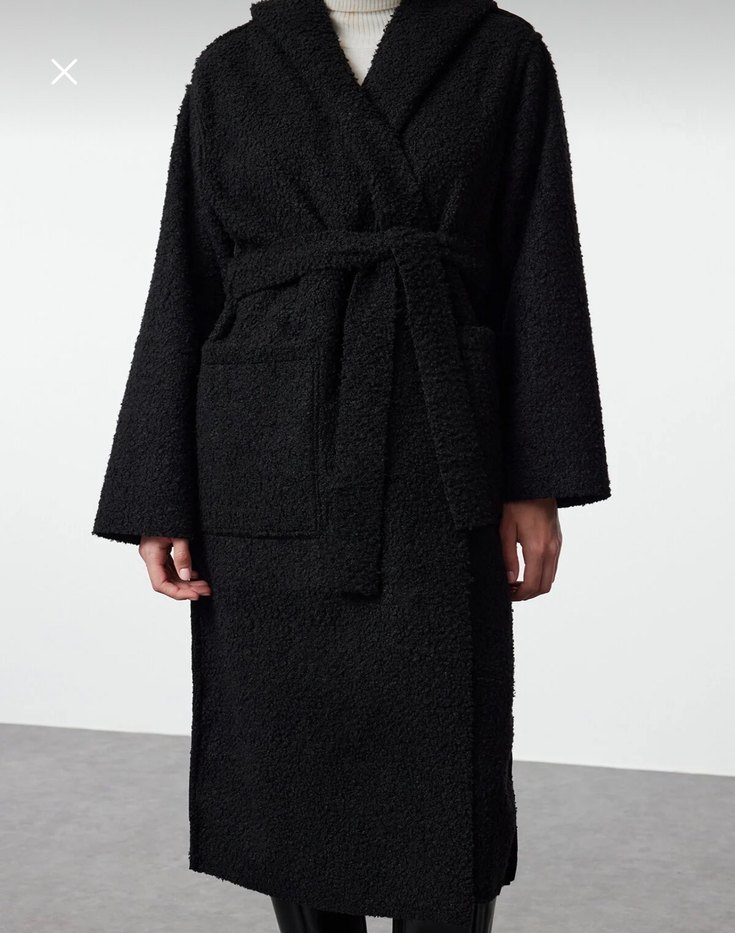 Çift taraflı hem kürklü hem deri görünümlü kaşe mont - Görsel 4