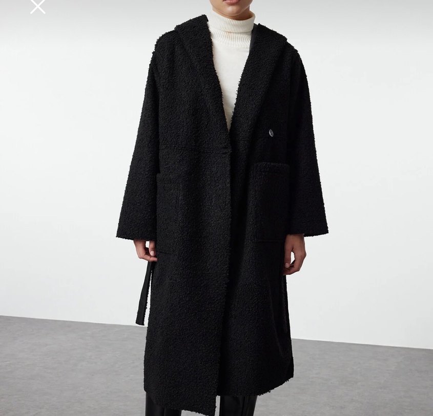 Çift taraflı hem kürklü hem deri görünümlü kaşe mont - Görsel 2