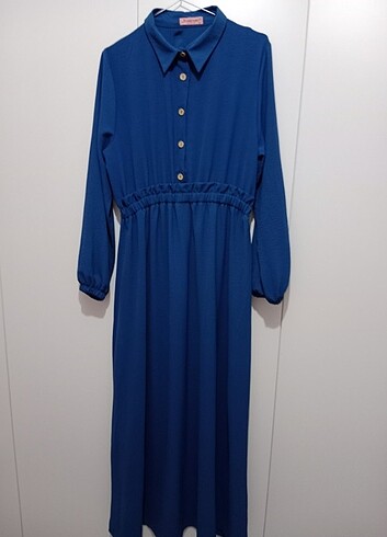 Ayrobin kumaş Indigo mavi elbise 