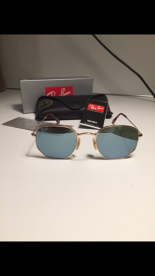 universal Beden gri Renk Ray Ban RB3548 N 51 ekartman hexagonal silver turkuaz aynalı cam