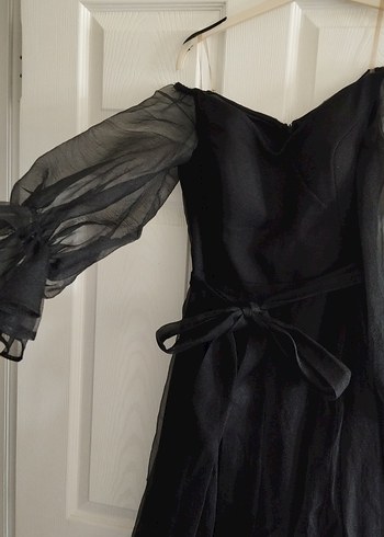 Siyah Uzun Straplez Gotik Abiye Elbise - Görsel 2