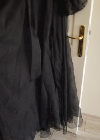 Siyah Uzun Straplez Gotik Abiye Elbise - Görsel 3