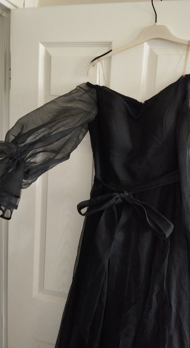 Siyah Uzun Straplez Gotik Abiye Elbise - Görsel 2