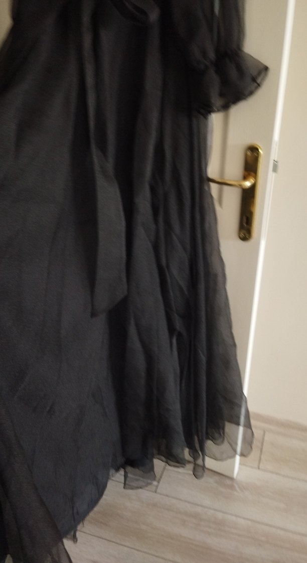 Siyah Uzun Straplez Gotik Abiye Elbise - Görsel 3