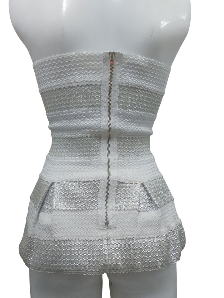 Beyaz Gumus Straplez Pilili Mini Bustiyer - Görsel 2