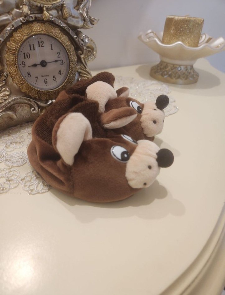 Erkek kiz Çocuk Kahverengi Hayvan Figürlü Sıcak Panduf - Görsel 2