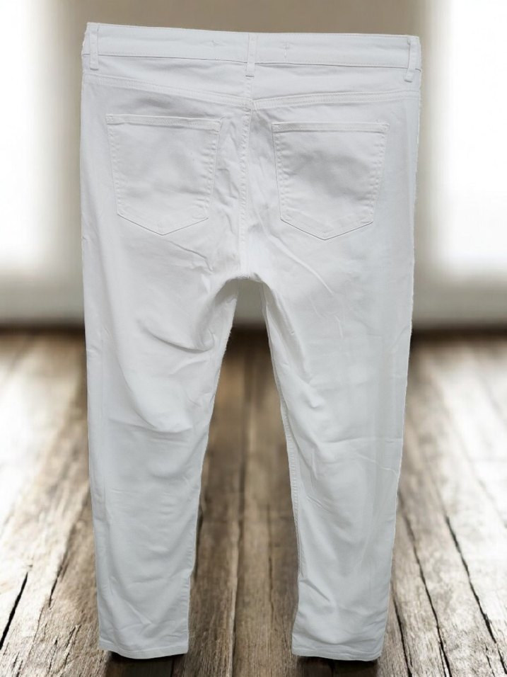 Beyaz Kadın Kot Pantolon Regular Fit Midi - Görsel 2