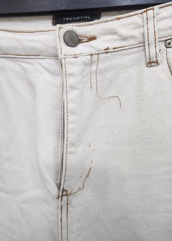 Beyaz Regular Fit Midi Kadın Denim Pantolon - Görsel 3