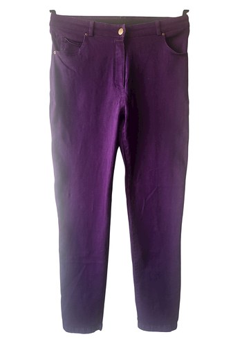 Kadın Mor Dar Kesim Parlak Pantolon - Görsel 2