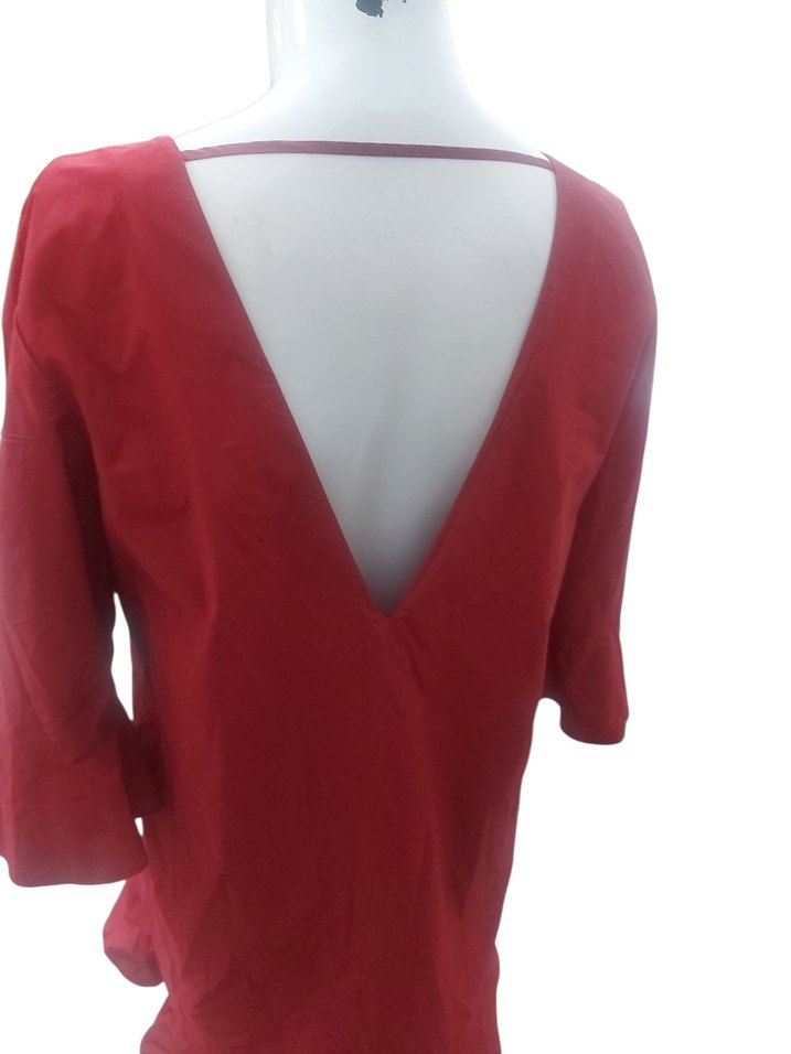 Kırmızı Fırfırlı Midi Kadın Elbise - Görsel 2