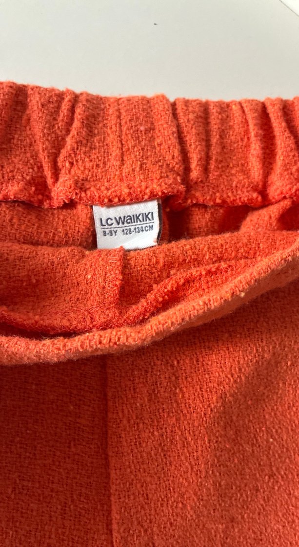 Kız Çocuk Kırmızı Dantelli Denim Şort - Görsel 2