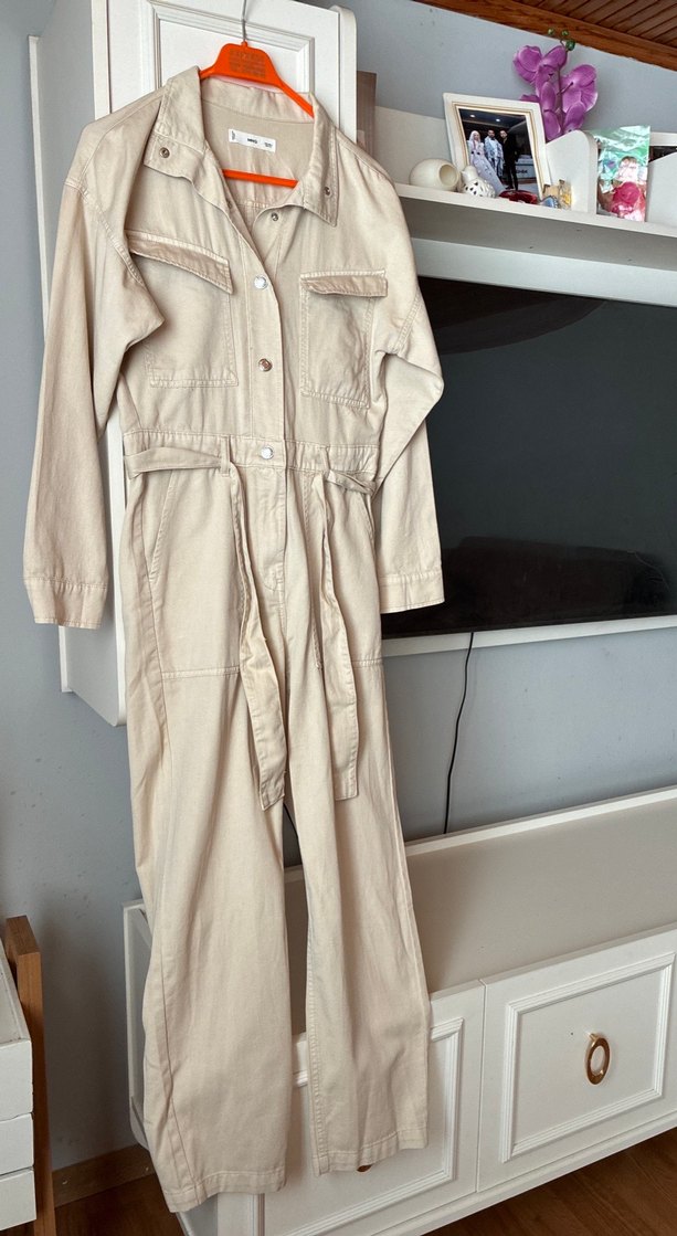 Mongo Bej Keten Kadın Uzun Tulum - Görsel 5