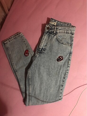 Mom jean kot pantolon