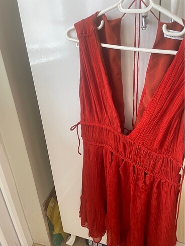 s Beden bordo Renk Zara Kırmızı Elbise