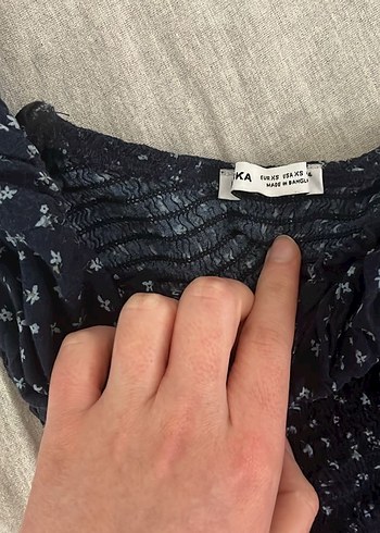 Bershka elbise V Yaka Lacivert Midi Bohem Elbise - Görsel 2