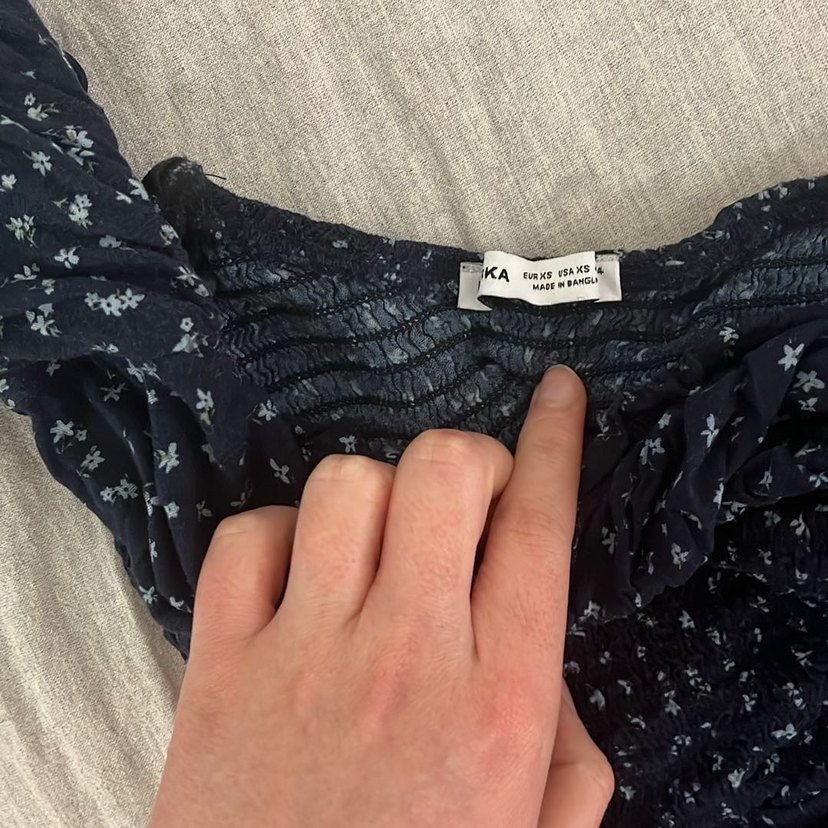 Bershka elbise V Yaka Lacivert Midi Bohem Elbise - Görsel 2